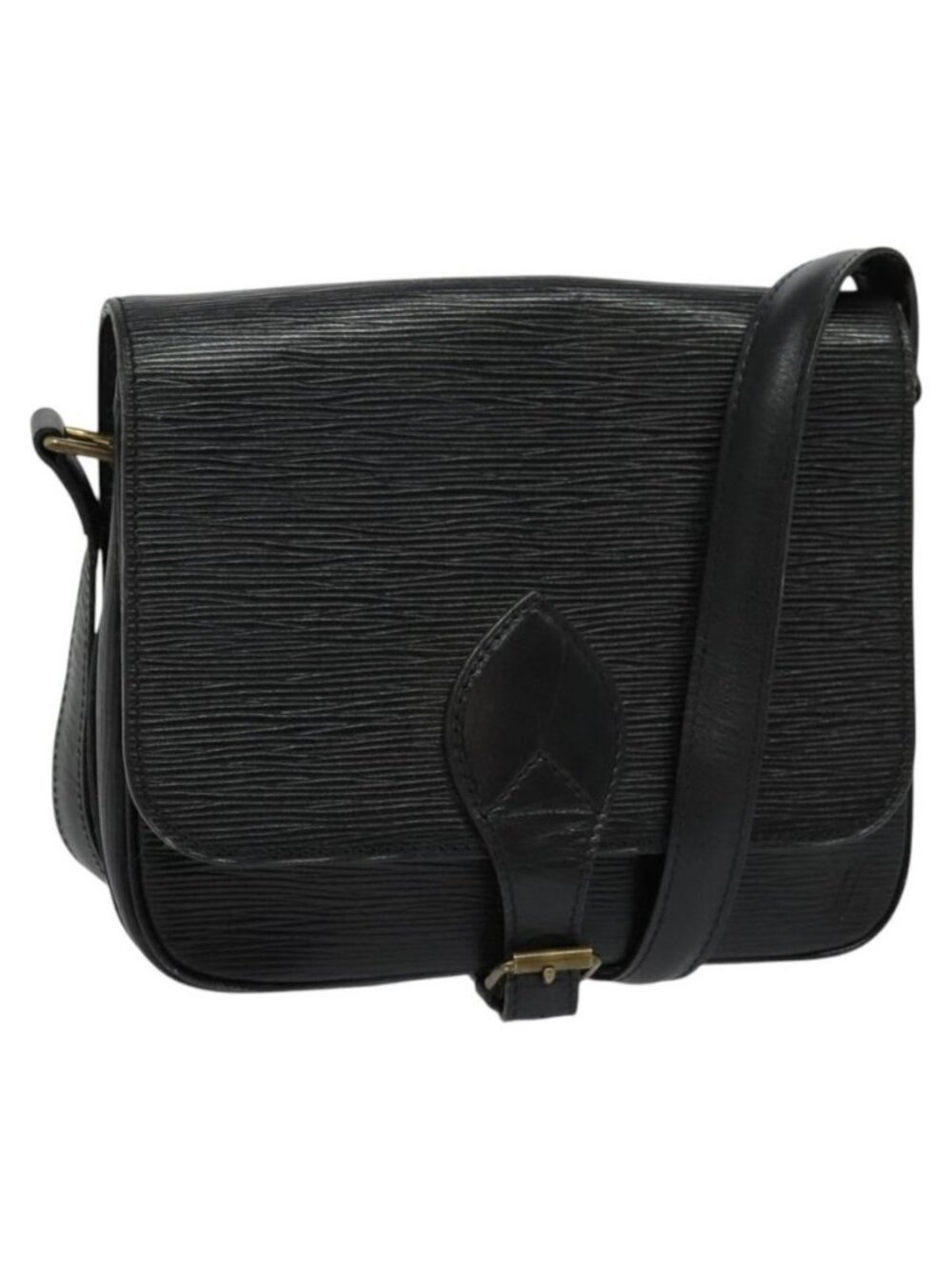 Authentic LOUIS VUITTON Epi Cartouchiere MM Shoulder Bag Black Noir M52242 LV